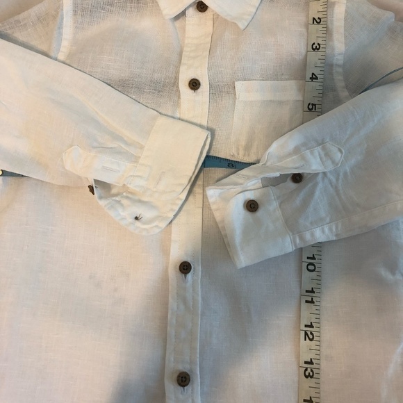JANIE AND JACK 100% Linen Shirt Kids Size 3 White Button Up Long Sleeve - Picture 9 of 10
